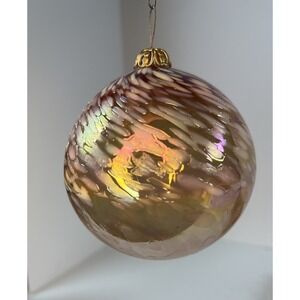 Mt St Helens Volcanic Ash Handblown Glass Ornament Iridescent Evergreen Art 1985
